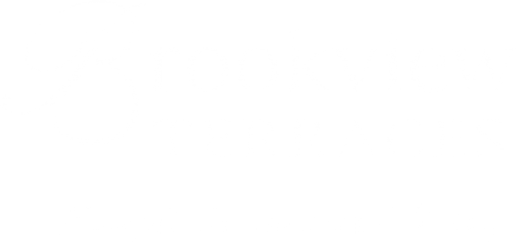 Brookview Terraces LOGO with Tagline - Hamptons Inspired Living - WHITE